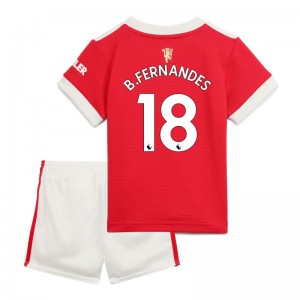 EPL Manchester United KID Soccer Jersey Kit (Jersey+Short) B.FERNANDES #18 Home Replica 2021/22