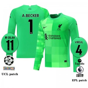 Liverpool Soccer Jersey Goalkeeper Long Sleeve Green Replica 2021/2022