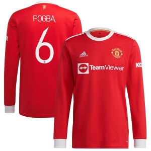 EPL Manchester United Soccer Jersey Long Sleeve Home POGBA #6 Replica 2021/22